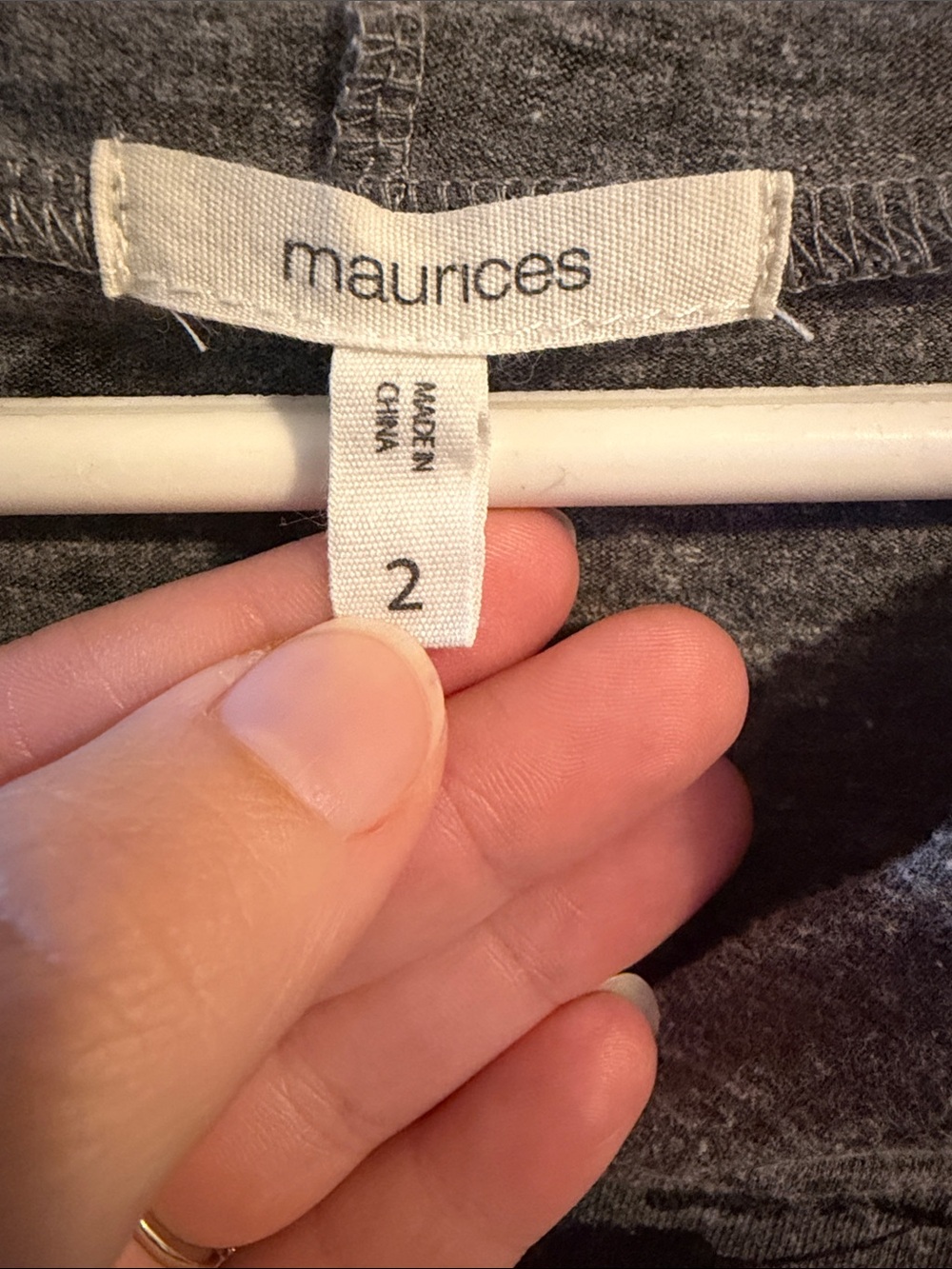 Maurices Gray Hooded Long Sleeve Tee with Black Floral Print and Coral Accents - Picture 2 of 3
